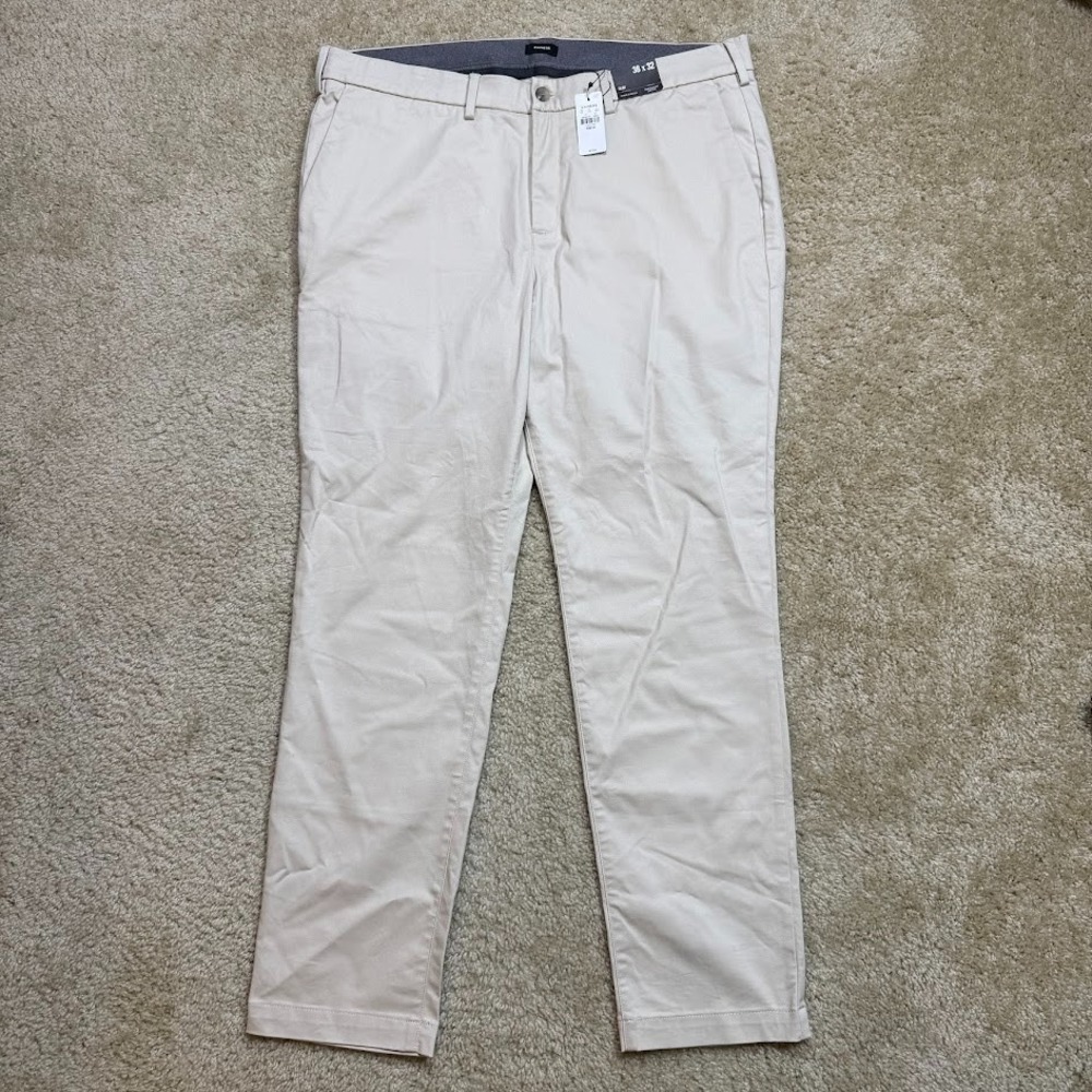 NWT Express Slim‎ Straight Hyper Stretch Pants Mens 38x32 Khaki Chino